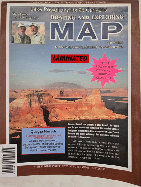 Lake Powell and Its 96 Canyons Boating ad Exploring Map with 36 Color Photos of What to See and Where to See It Gloss Laminated