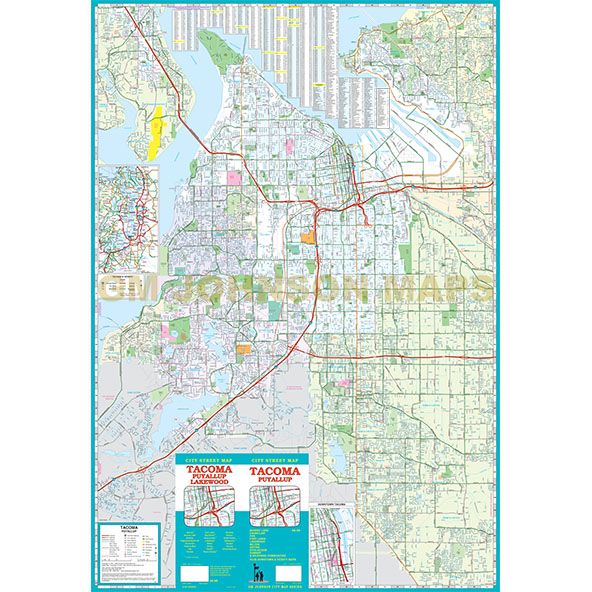 City  Street Map Tacoma / Puyallup / Lakewood, Washington - Wide World Maps & MORE!