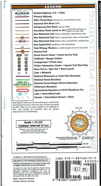 Superstition Wilderness Outdoor Recreation Map Topographic Shaded Relief Waterproof Plastic Also Covers the Four Peaks Wilderness - Wide World Maps & MORE! - Map - Beartooth Publishing - Wide World Maps & MORE!