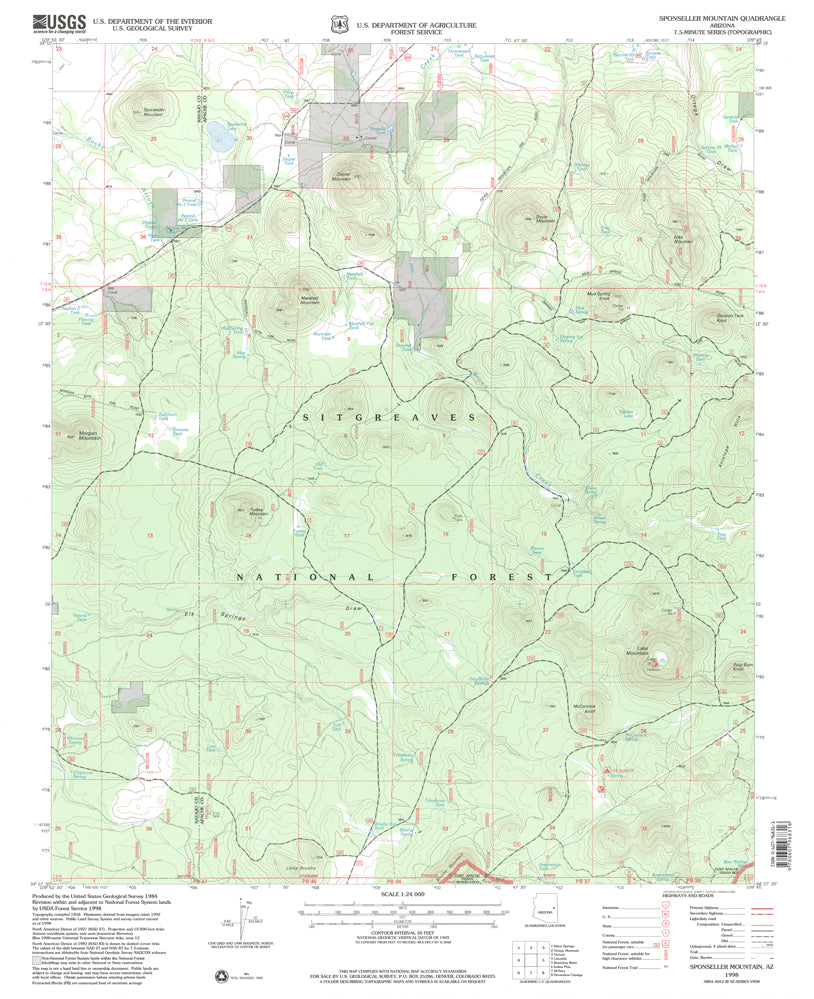 Sponseller Mountain, Arizona (7.5'×7.5' Topographic Quadrangle) - Wide World Maps & MORE!