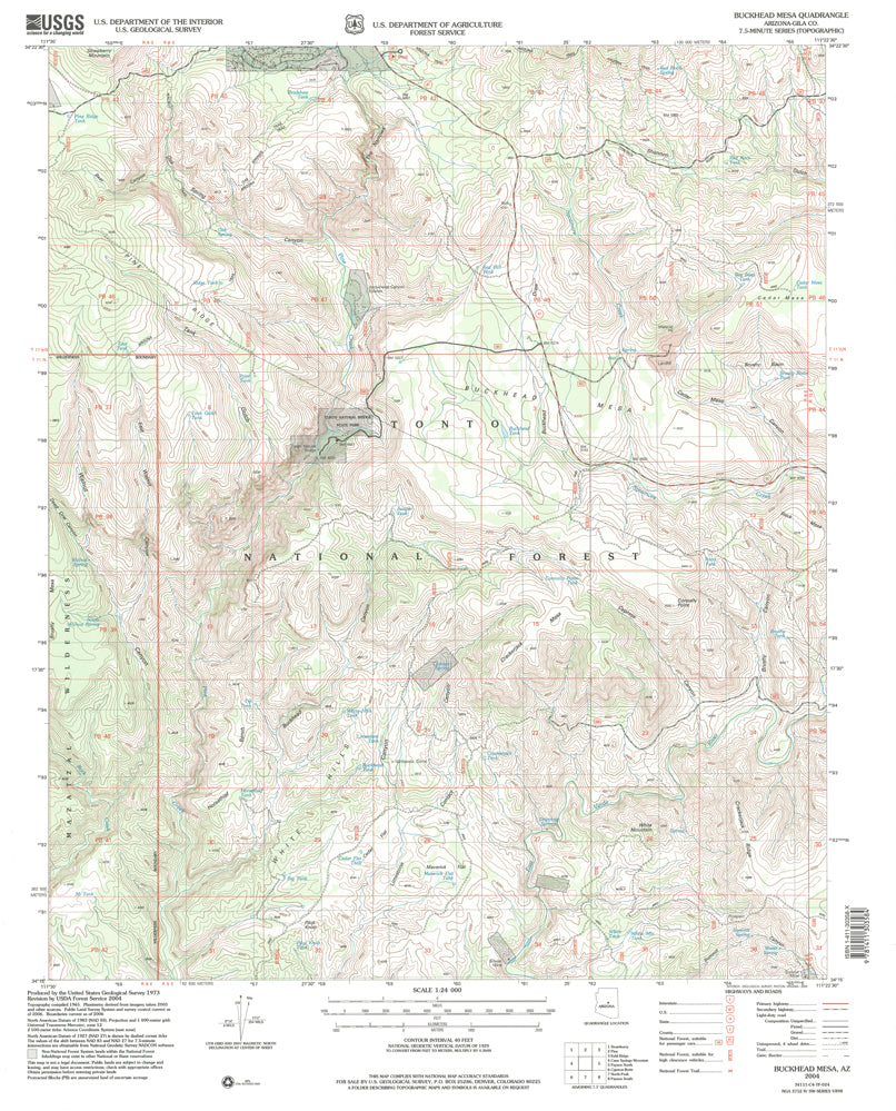 Buckhead Mesa, Arizona (7.5'×7.5' Topographic Quadrangle) - Wide World Maps & MORE!