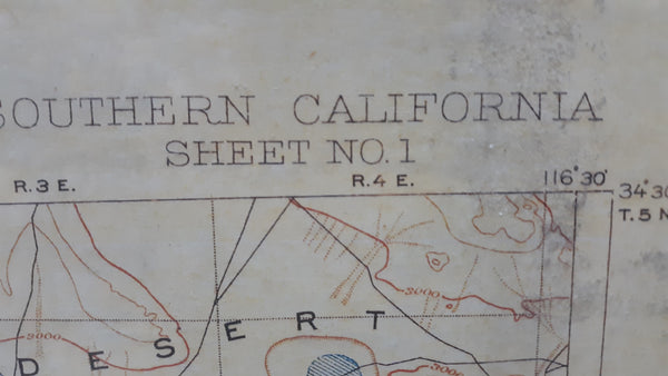 Southern California Topograhic Map, Jumbo Sheet No. 1 [Dry Erase Laminated] 1907 - Wide World Maps & MORE! - Map - Wide World Maps & MORE! - Wide World Maps & MORE!