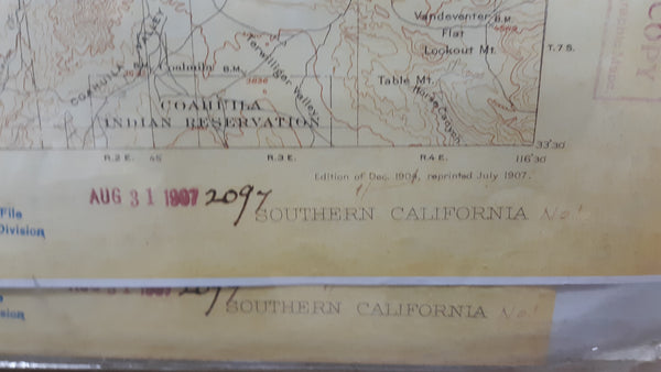 Southern California Topograhic Map, Jumbo Sheet No. 1 [Dry Erase Laminated] 1907 - Wide World Maps & MORE! - Map - Wide World Maps & MORE! - Wide World Maps & MORE!