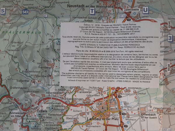 Michelin Map No.516 Alsace Lorraine, Strasbourg, Mulhouse, and Surrounding Area  (France), Scale 1:175,000 (with Street Maps of Strasbourg and Metz) (French Edition) [May 17, 2017] - Wide World Maps & MORE!