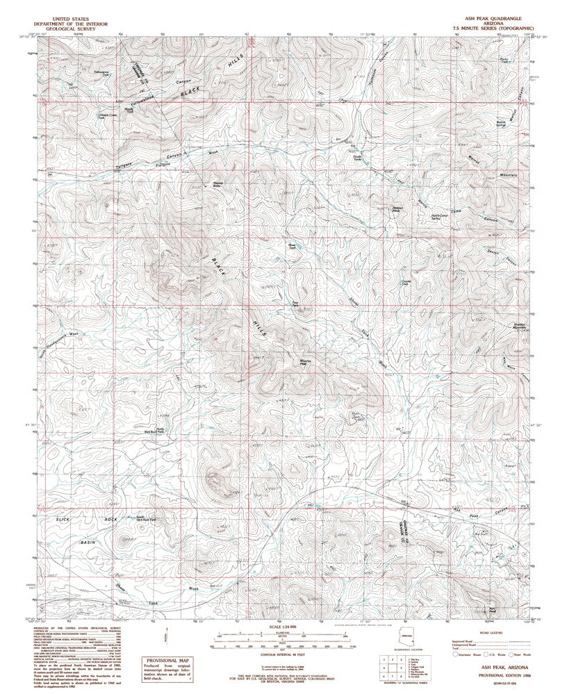 ASH PEAK, Arizona 7.5' - Wide World Maps & MORE!