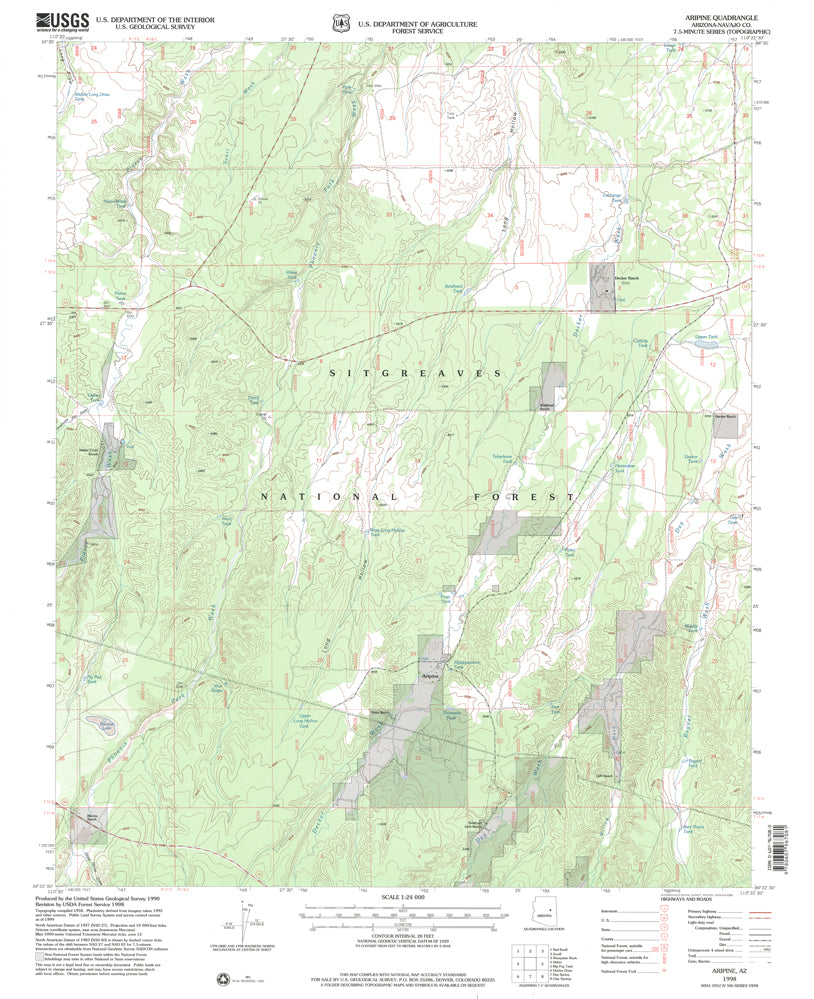 Aripine, Arizona (7.5'×7.5' Topographic Quadrangle) - Wide World Maps & MORE!