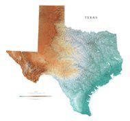 Texas Topographic Wall Map by Raven Maps, Gloss Laminated Print - Wide World Maps & MORE! - Map - Raven Maps & Images - Wide World Maps & MORE!