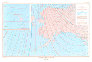 The Magnetic Field in the United States, 1990 Declination Chart (US Geological Survey, Geophysical Investigations Map GP-1002-D) - Wide World Maps & MORE!