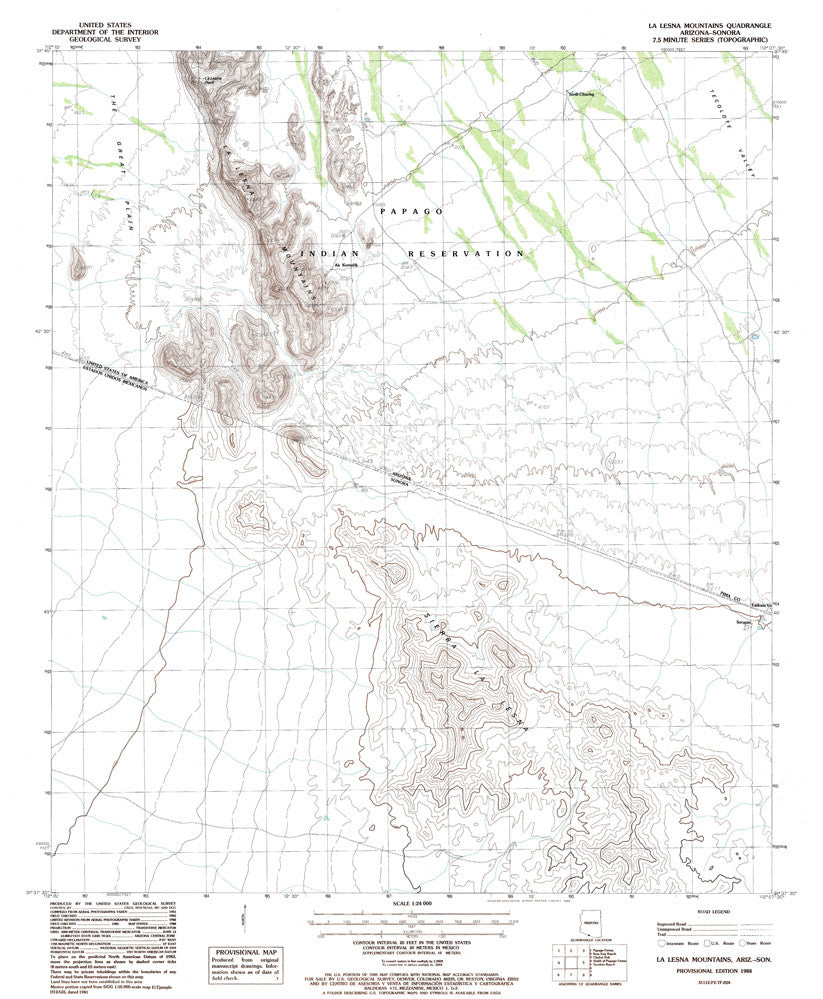 LA LESNA MTS, Arizona-Sonora 7.5' - Wide World Maps & MORE! - Map - Wide World Maps & MORE! - Wide World Maps & MORE!