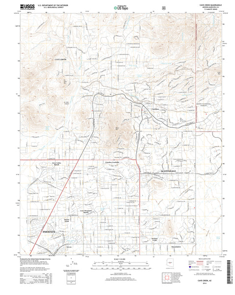 Cave Creek, Arizona (US Topo 7.5'×7.5' Topographic Quadrangle) - Wide World Maps & MORE!