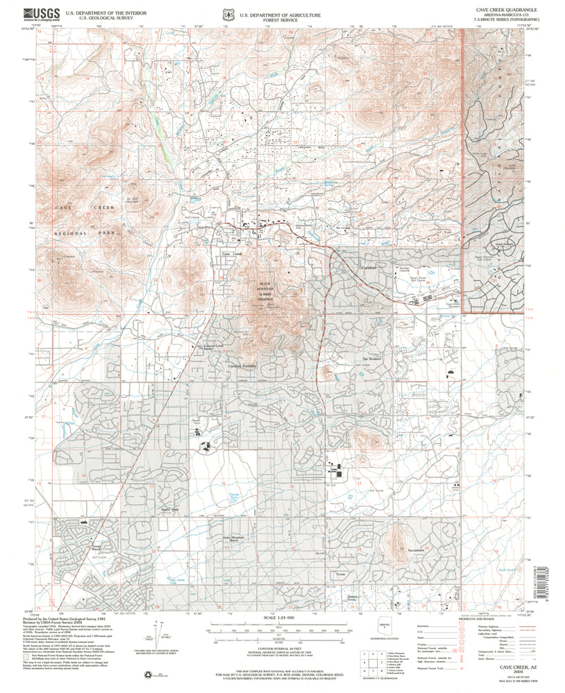 Cave Creek, Arizona (7.5'×7.5' Topographic Quadrangle) - Wide World Maps & MORE!