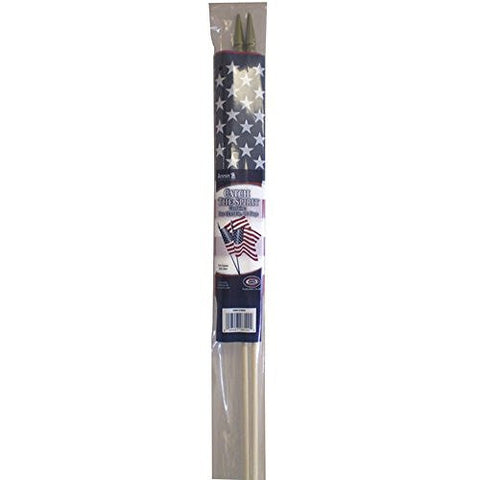 Two 12 Inch by 18 Inch U.S. Flags on 30 Inch Natural Wood Staffs with Golden Color Speartips by Annin Flagmakers - Wide World Maps & MORE! - Lawn & Patio - Annin - Wide World Maps & MORE!