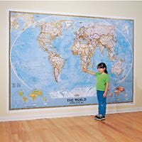 World Classic Political Atlantic-Centered Wall Mural Map Satin Laminated - Wide World Maps & MORE! - Map - National Geographic - Wide World Maps & MORE!