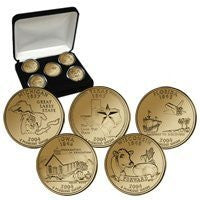 2004 24K Gold Plated State Quarters - Wide World Maps & MORE! - Sports - First Commemorative Mint - Wide World Maps & MORE!