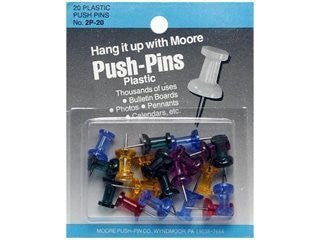 Moore Push-Pin Plastic Head 20 pc Assorted Gem Stone - Wide World Maps & MORE! - Office Product - Moore - Wide World Maps & MORE!