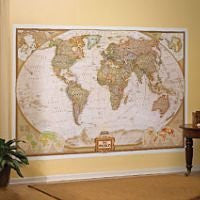 World Executive Political Atlantic-Centered Wall Mural Map Satin Laminated - Wide World Maps & MORE! - Book - Wide World Maps & MORE! - Wide World Maps & MORE!