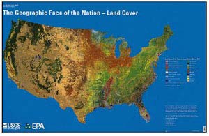 The Geographic Face of the Nation - Land Cover - Dry Erase Laminated - Wide World Maps & MORE! - Map - United Stated Department of the Interior - Wide World Maps & MORE!