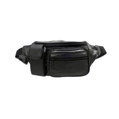 Black Leather Fanny Pack - Wide World Maps & MORE! - Sports - Alpaca - Wide World Maps & MORE!