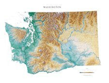 Washington Topographic Wall Map by Raven Maps, Dry Erase Laminated Print - Wide World Maps & MORE! - Map - Raven Maps & Images - Wide World Maps & MORE!