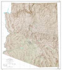 State of Arizona Base Map and Contours Shaded Relief (Dry-Erase ...