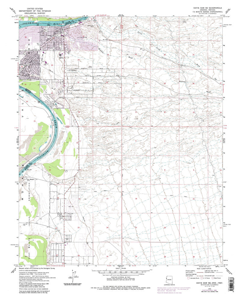 DAVIS DAM SE, Arizona-Nevada 7.5' - Wide World Maps & MORE! - Map - Wide World Maps & MORE! - Wide World Maps & MORE!