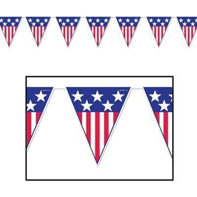 Beistle - 50530 - Spirit Of America Pennant Banner- Pack of 12 - Wide World Maps & MORE! - Toy - Beistle - Wide World Maps & MORE!