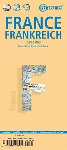 Laminated France Map by Borch (English, Spanish, French, Italian and German) (English, Spanish, French, Italian and German Edition) - Wide World Maps & MORE! - Book - Borch - Wide World Maps & MORE!