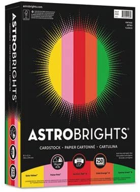 Color Cardstock, 65lb, 8 1/2 x 11, Assorted, 250 Sheets - Wide World Maps & MORE! - Office Product - Astrobrights - Wide World Maps & MORE!