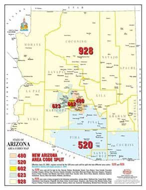 State of Arizona Area Codes Map - 50 Count - Wide World Maps & MORE! - Map - Wide World Maps & MORE! - Wide World Maps & MORE!