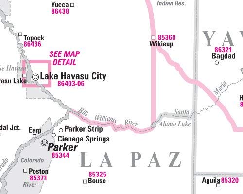Arizona 5-Digit ZIP Code Map Full-Size Gloss Ready-to-Hang Wall Map - Wide World Maps & MORE!