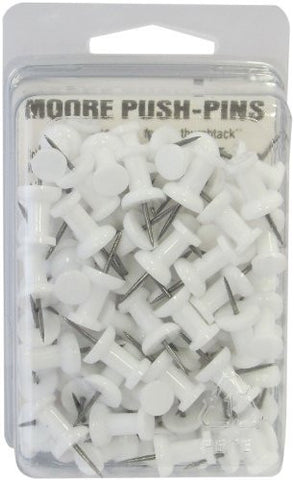 Moore Plastic Head Push Pin, White, 100 Per Box (2P-100-WE) - Wide World Maps & MORE! - Office Product - Moore Push-Pin - Wide World Maps & MORE!