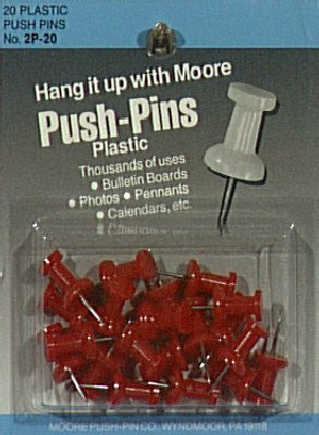 Moore Push Pins red plastic pack of 20 - Wide World Maps & MORE! - Office Product - Moore Push-Pin - Wide World Maps & MORE!