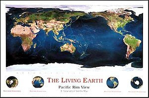 The Living Earth: Pacific Rim View: A Topographical Satellite Mural Gloss Laminated - Wide World Maps & MORE! - Book - Wide World Maps & MORE! - Wide World Maps & MORE!