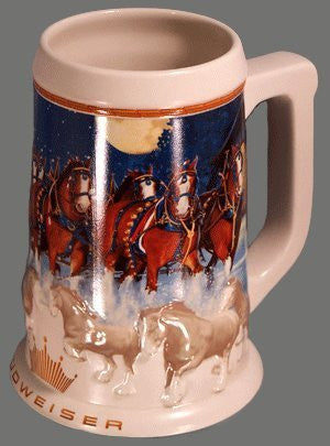 Anheuser-Busch Budweiser Holiday Stein Series - 2005 Running Free - Clydesdales Pulling The Holiday Beer Wagon - Wide World Maps & MORE! - Kitchen - Unknown - Wide World Maps & MORE!