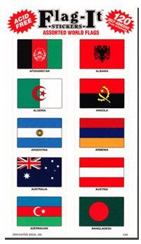 Assorted World Flags Self-Adhesive Flag Stickers Five-Pack - Wide World Maps & MORE! - Decals - Flag-It Stickers - Wide World Maps & MORE!