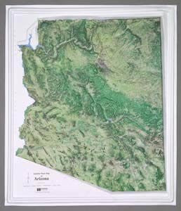 Arizona Satellite Raised Relief Map in a Wood Frame - Wide World Maps & MORE! - Map - Hubbard Scientific - Wide World Maps & MORE!