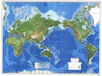 The World Physical Wall Map Dry Erase Laminated - Wide World Maps & MORE! - Map - United States Department of Defense - Wide World Maps & MORE!