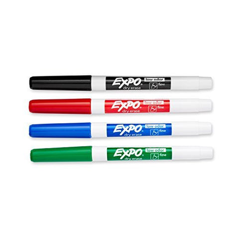 Expo 2 Low-Odor Dry Erase Markers, Fine Point, Assorted Colors (1-Pack of 4) - Wide World Maps & MORE! - Office Product - Expo - Wide World Maps & MORE!