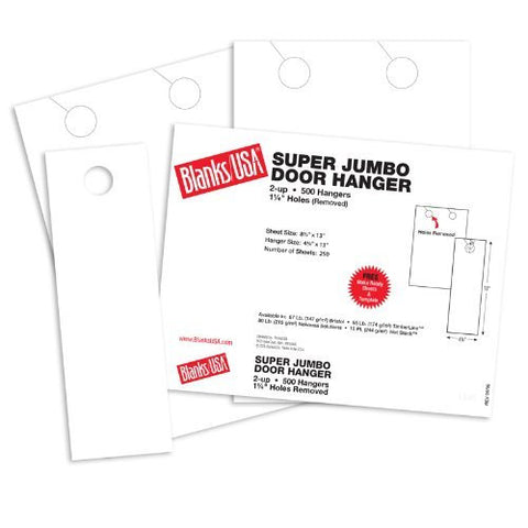 Blanks USA White Super Jumbo Door Hangers - 8 1/2 x 13 in 67 lb Bristol 250 per Package - Wide World Maps & MORE! - Office Product - Wide World Maps & MORE! - Wide World Maps & MORE!