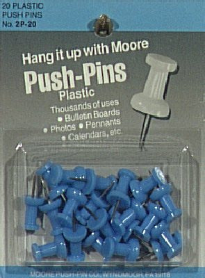 Push-Pins, Plastic Head, Blister Card, Quality American-Made, #2P, Blue - Wide World Maps & MORE! - Office Product - Moore - Wide World Maps & MORE!