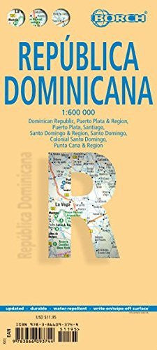 Laminated Dominican Republic Map by Borch (English, Spanish, French, Italian, and German Edition) - Wide World Maps & MORE! - Map - Borch - Wide World Maps & MORE!