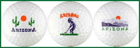 Arizona with Cactus, Golfing Kokopelli & Mountain Sunset Special Occasion Golf Ball Set - Wide World Maps & MORE! - Sports - EnjoyLife Inc - Wide World Maps & MORE!