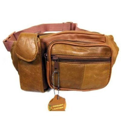 Tan Leather Fanny Pack - Wide World Maps & MORE! - Sports - Alpaca - Wide World Maps & MORE!