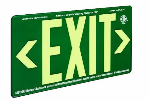 Glo Brite 7080-B 8.625-by-15.875-Inch Plastic Molded Single Faced Eco Exit Sign with Bracket, Green - Wide World Maps & MORE! - Home Improvement - Glo-Brite - Wide World Maps & MORE!