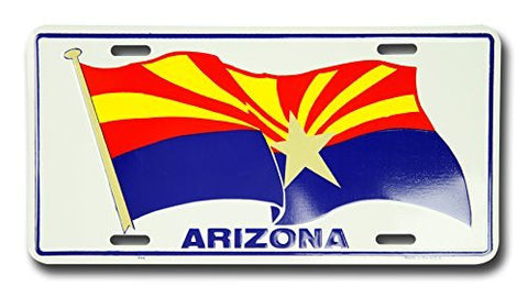 Arizona Waving Flag Novellty Aluminum License Plate Tag - Wide World Maps & MORE! - Automotive Parts and Accessories - HANGTIME - Wide World Maps & MORE!