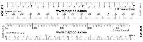 Map Ruler for 1:24,000 Scale Maps. Lat/Lon, Miles, Kilometers - Wide World Maps & MORE! - Sports - MapTools - Wide World Maps & MORE!