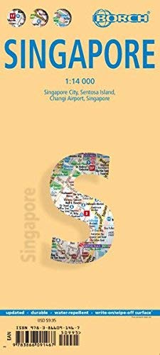 Laminated Singapore map by Borch (English, Spanish, French, Italian and German Edition) - Wide World Maps & MORE! - Book - Wide World Maps & MORE! - Wide World Maps & MORE!