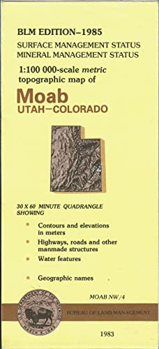 Mineral Management 1:100,000-Scale Metric Topographic Map of Moab, Utah-Colorado - Wide World Maps & MORE!