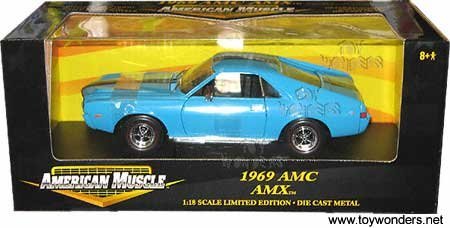 #32280 Ertl American Muscle 1969 AMC AMX, Blue 1/18 Scale Diecast - Wide World Maps & MORE! - Toy - Wide World Maps & MORE! - Wide World Maps & MORE!