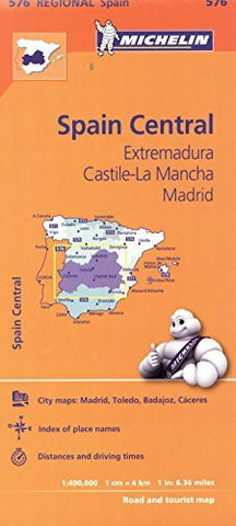 Michelin Spain: Central, Extremadura, Castilla-La Mancha, Madrid Map 576 (Maps/Regional (Michelin)) - Wide World Maps & MORE! - Book - Michelin Travel & Lifestyle (COR) - Wide World Maps & MORE!